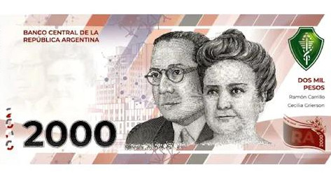 El diseño de los nuevos billetes de $2.000. Foto: Banco Central.