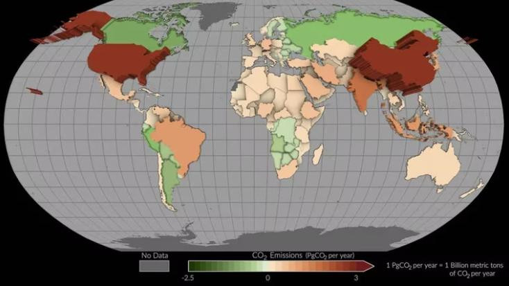 Mapa de la NASA sobre contaminación. Foto: NASA.