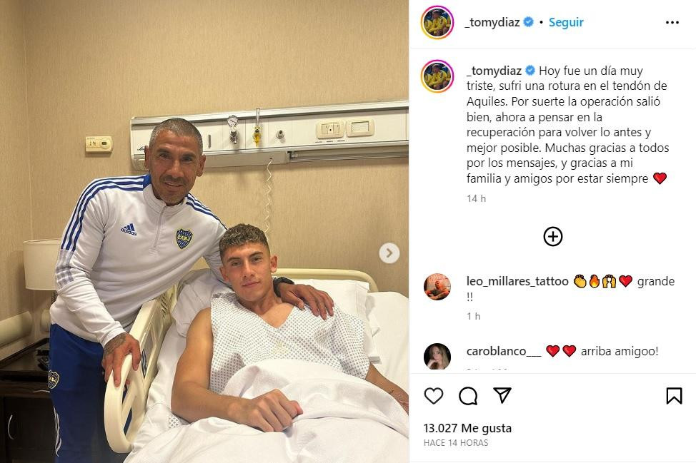 El mensaje de Tomás Díaz tras su lesión. Foto: captura.