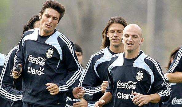 Javier Zanetti en la Selección argentina. Foto: NA.