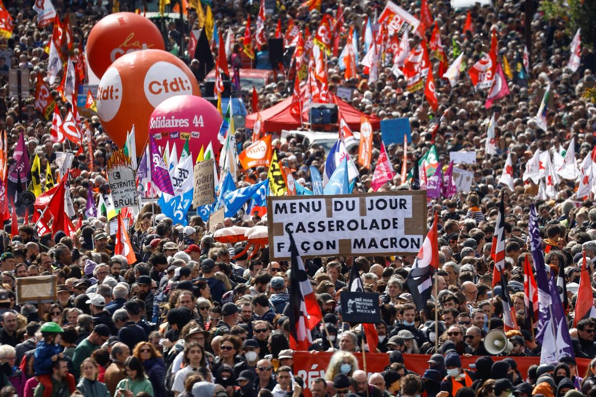 Manifestación por el Día del trabajador en Nantes, Francia. Foto: Reuters. 