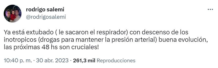 Información del cirujano vascular de Rial. Foto: Twitter.