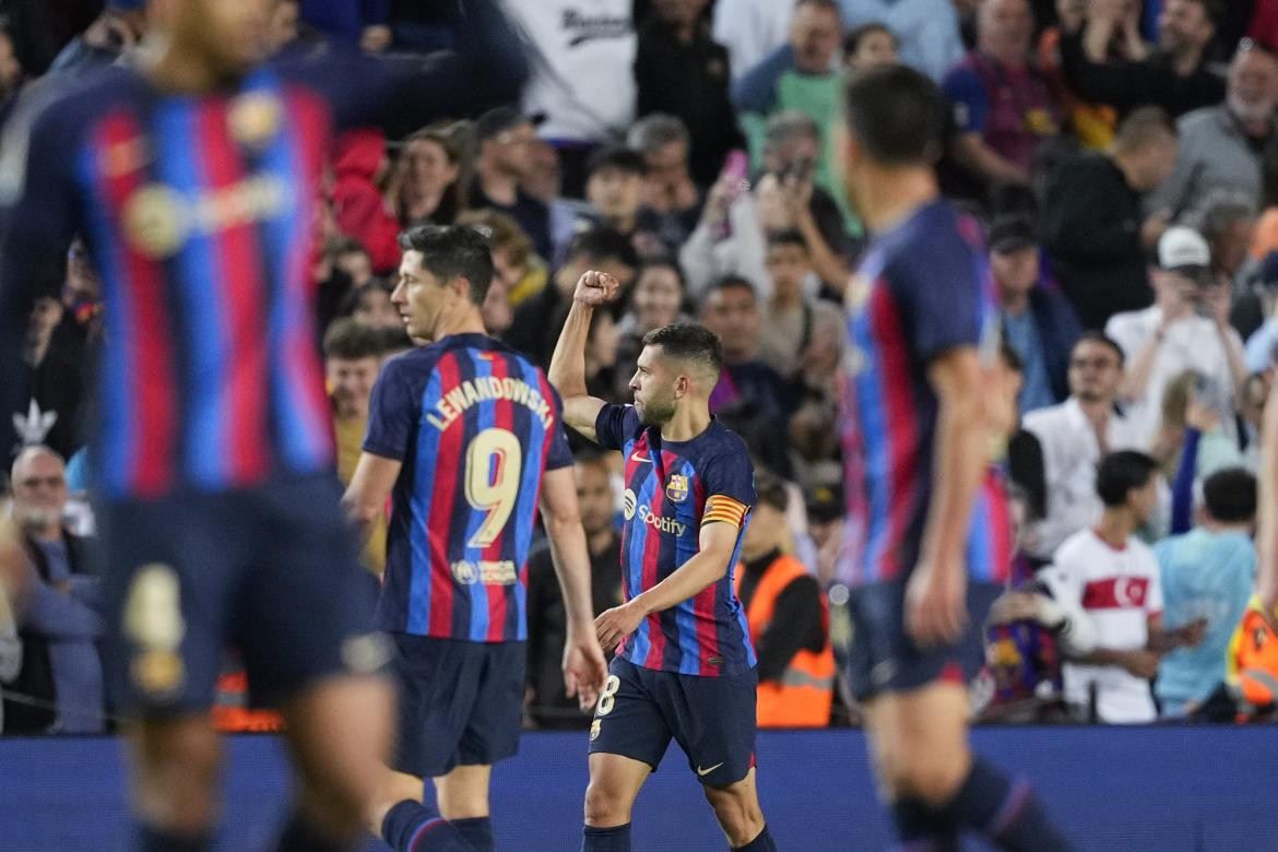 Festejo del Barcelona ante el Osasuna por La Liga. Foto: EFE.