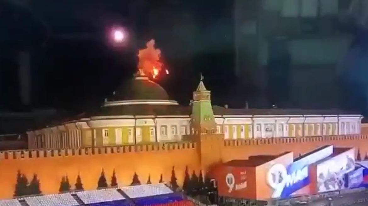 Ataque al Kremlin con drones, foto captura de video