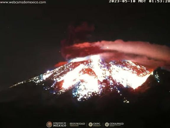 Volcán Popocatépetl. Foto Twitter @webcamsdemexico.