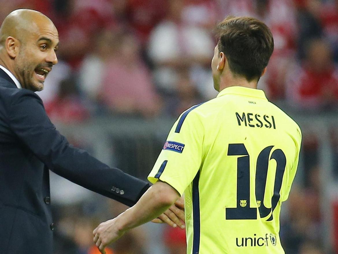 Pep Guardiola y Lionel Messi. Foto: Reuters