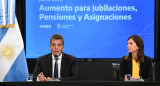 Anuncio de aumento de jubilaciones de Sergio Massa y Fernanda Raverta. Foto: NA.