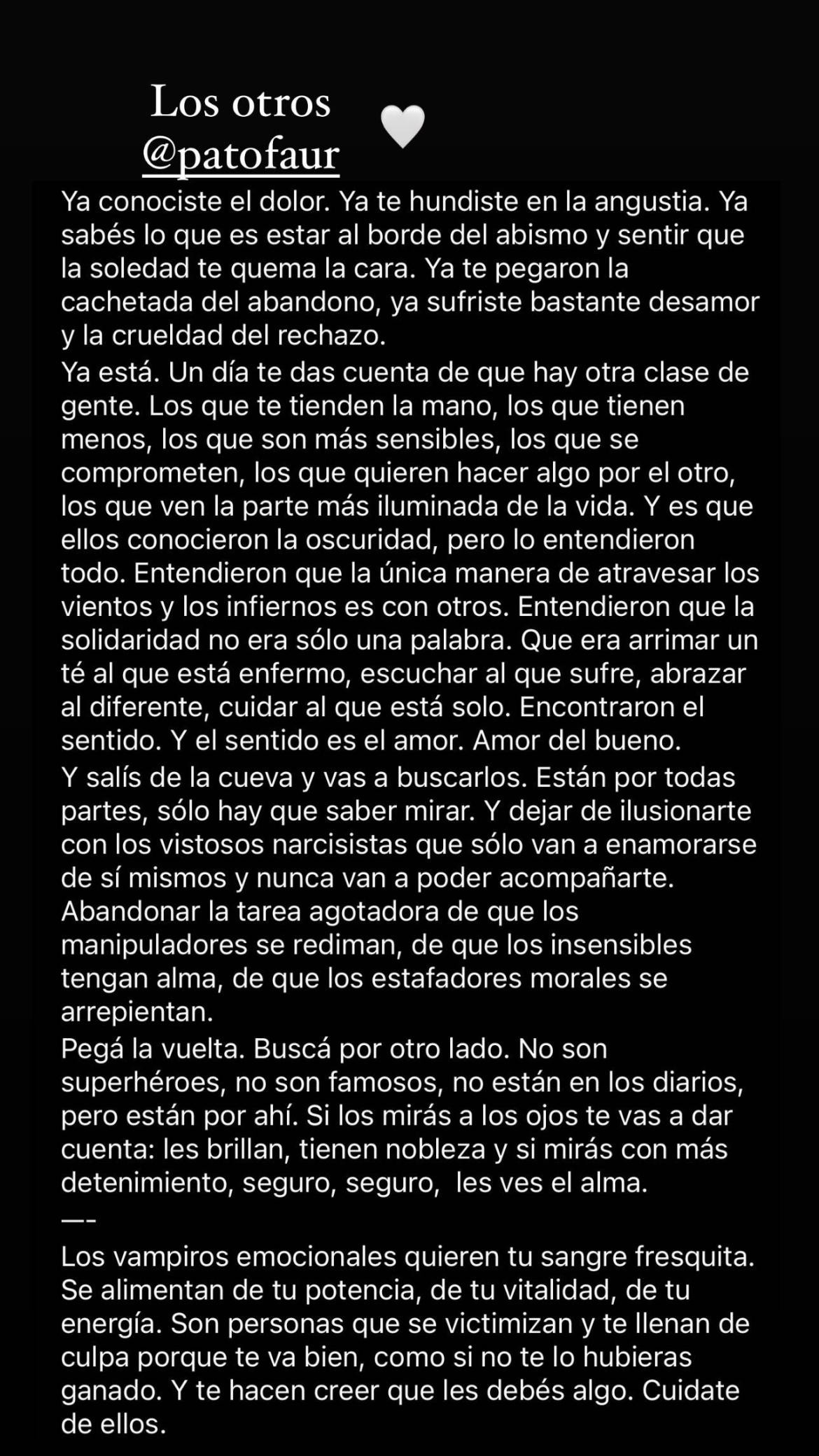 El posteo de Sofía Aldrey tras su separación con Fede Bal. Foto: Instagram.