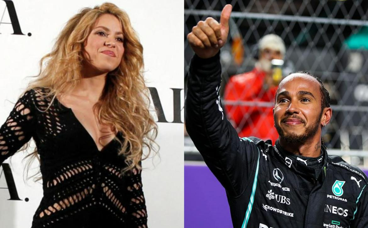 Shakira y Lewis Hamilton. Fotos: Reuters.