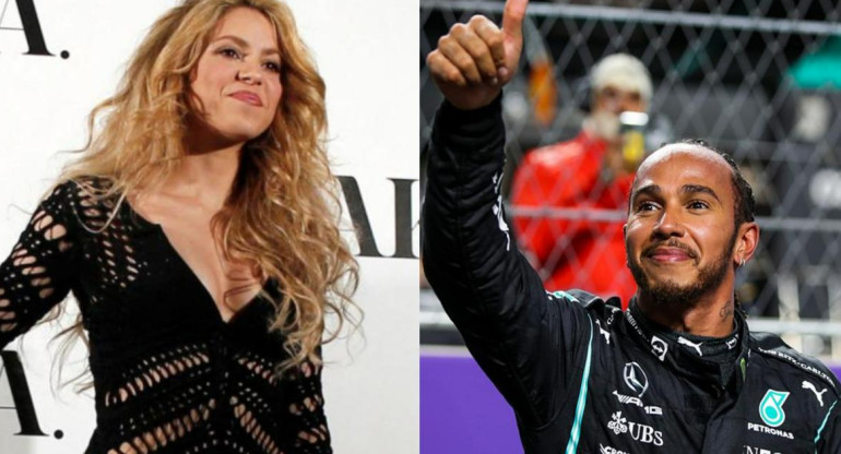 Shakira y Lewis Hamilton. Fotos: Reuters.
