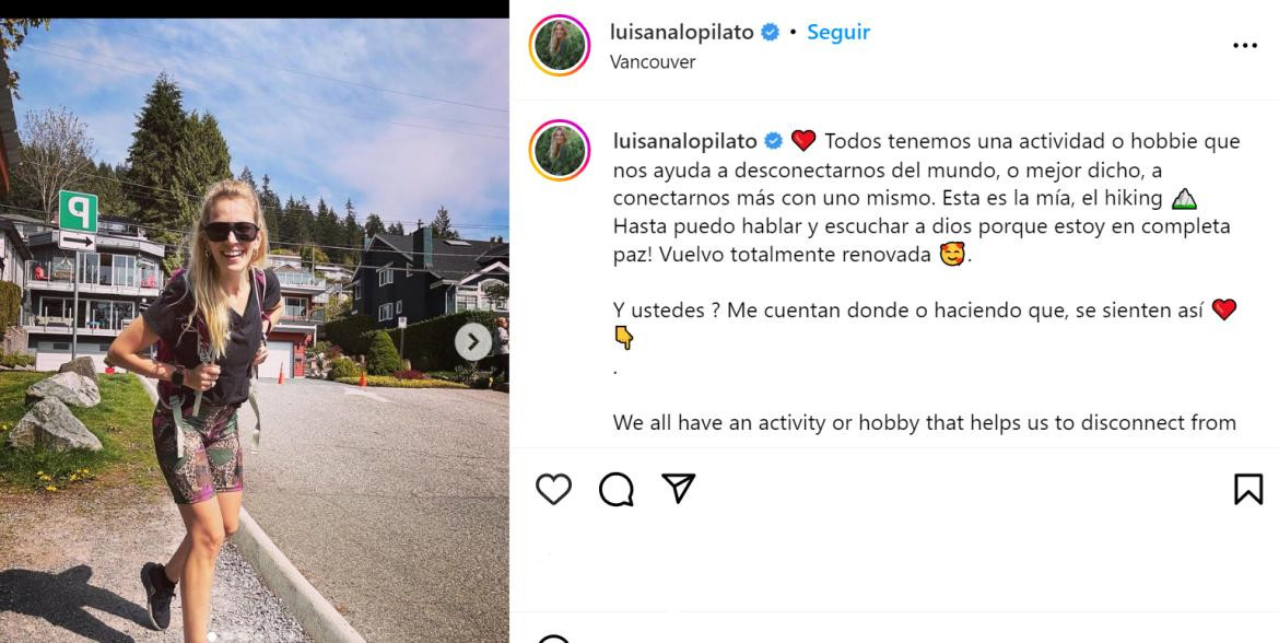 La revelación de Luisana Lopilato. Foto: Instagram.