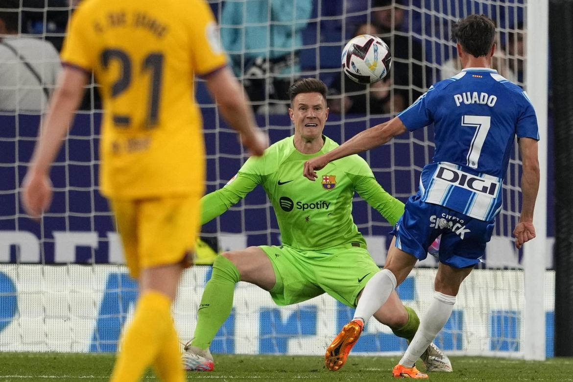 Javi Puado; Espanyol vs. Barcelona. Foto: EFE.