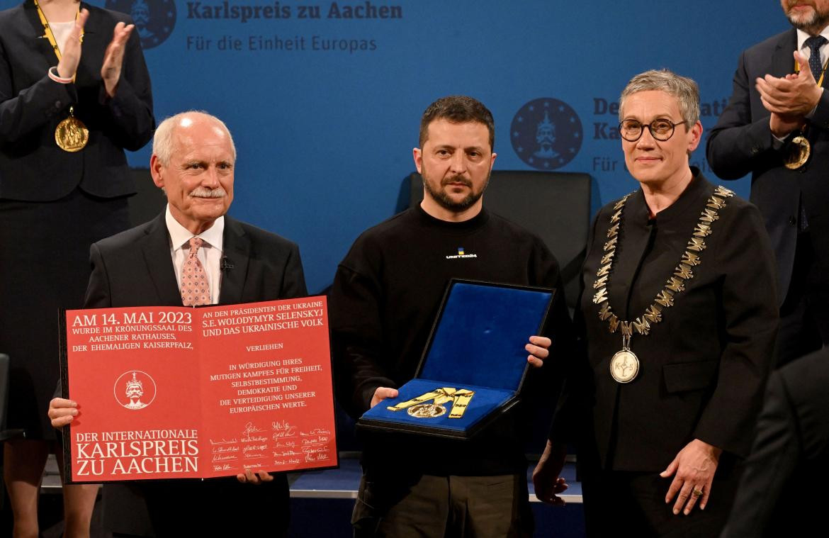 Volodimir Zelenski, presidente de Ucrania, conflicto Rusia-Ucrania, premio Carlomagno, Reuters