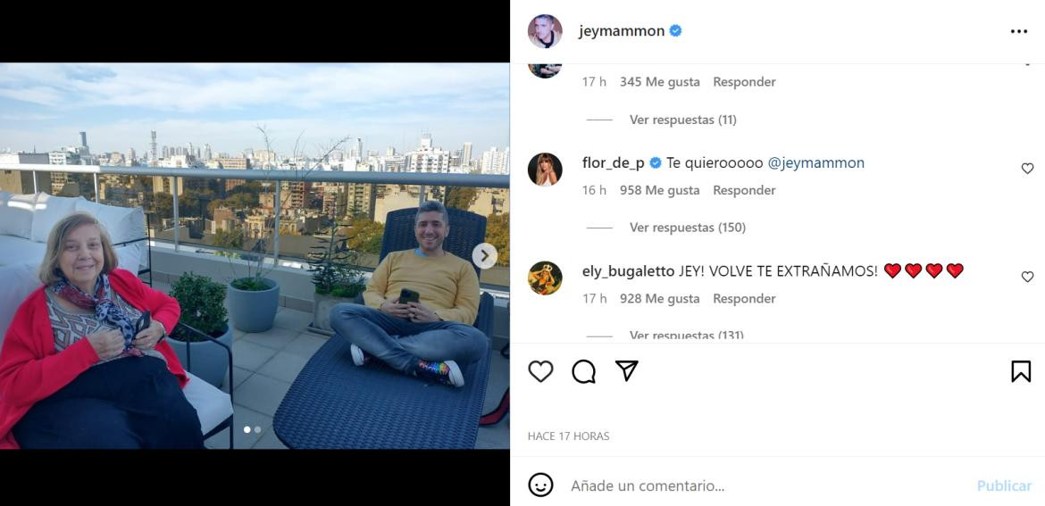 Flor Peña apoyó a Jey Mammon en las redes sociales. Foto: Instagram