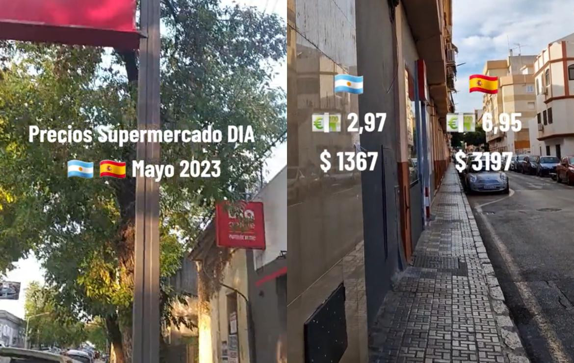 Comparación de precios entre Argentina y España. Foto: captura TikTok.