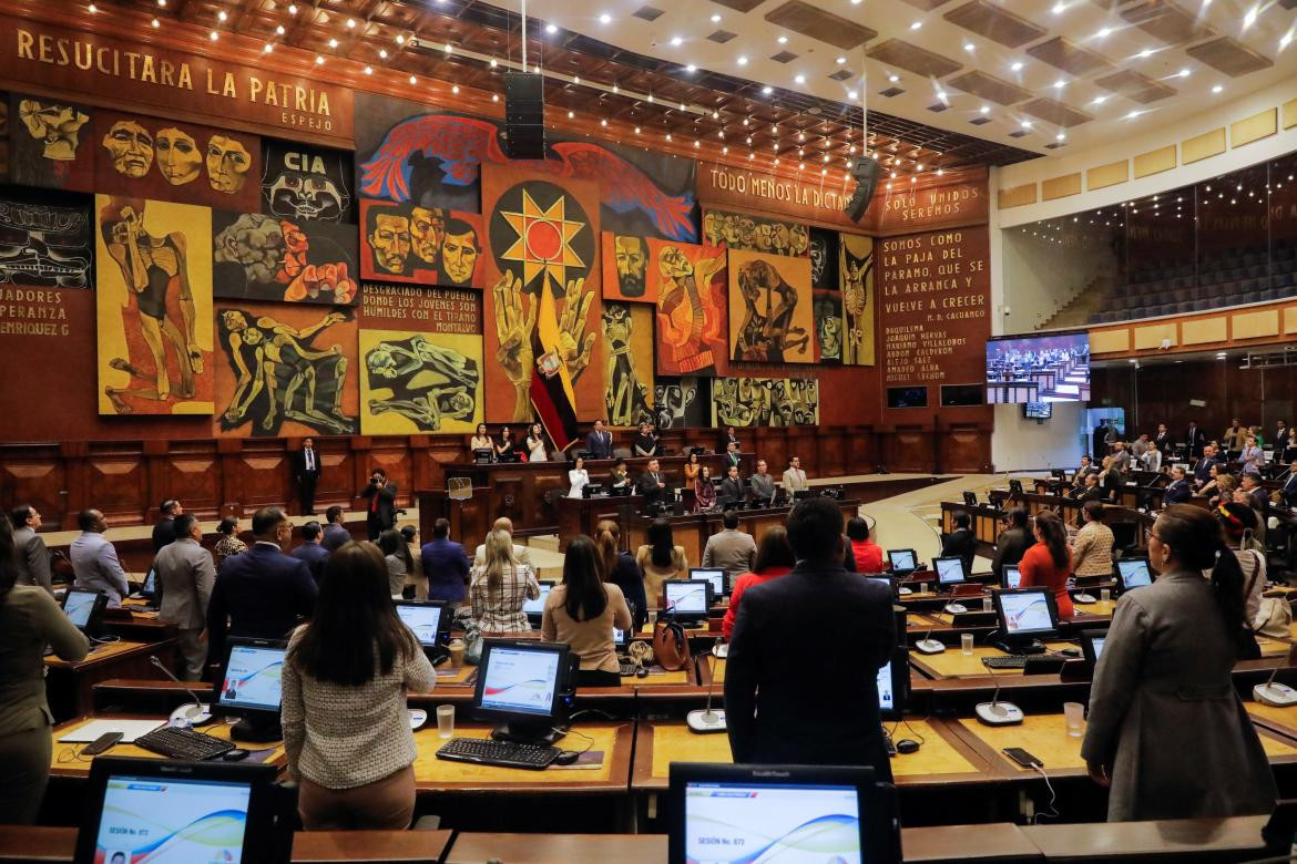 Presidente ecuatoriano Lasso testifica en la Asamblea Nacional, en Quito. Foto: Reuters