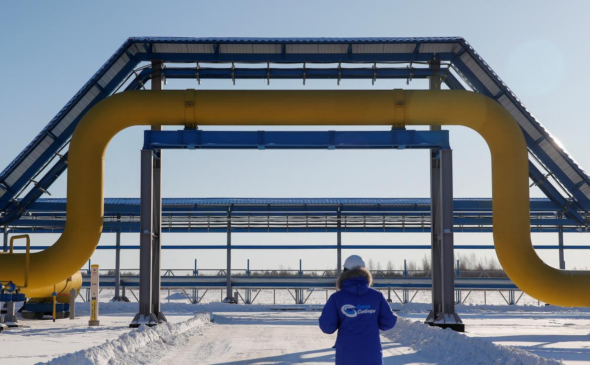 Gasoductos en la estación de compresión Atamanskaya, proyecto Poder de Siberia de Gazprom. Rusia. Foto Reuters