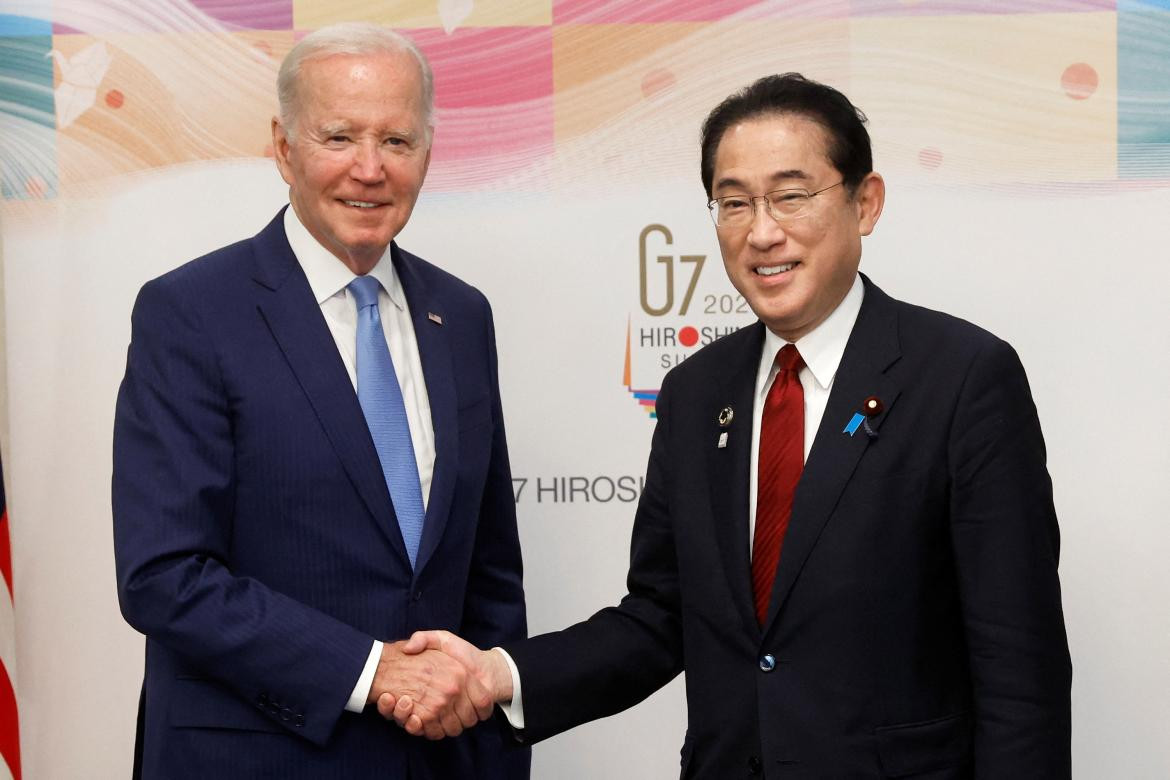 Joe Biden y Fumio Kishida, G7 en Hiroshima, Foto Reuters