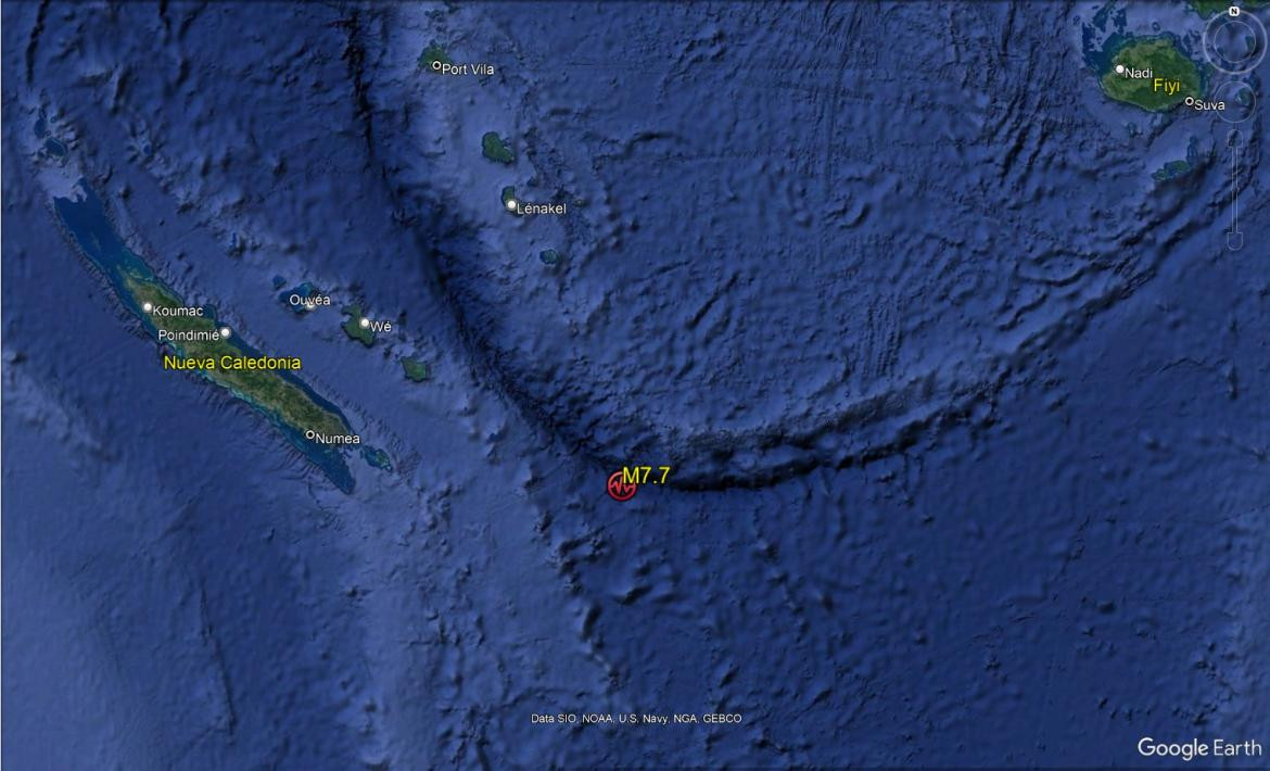 Terremoto de magnitud 7,7. Foto: Google Earth.