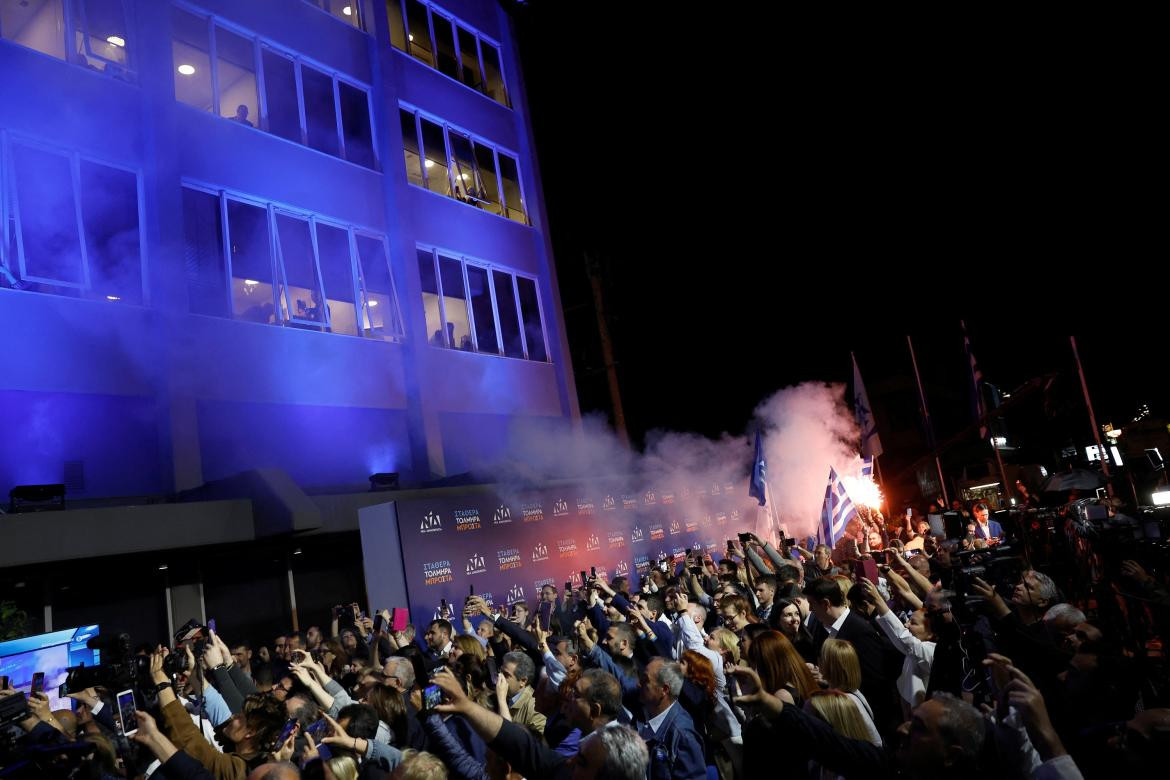 Elecciones en Grecia, Kyriakos Mitsotakis, festejo de partidarios, Reuters