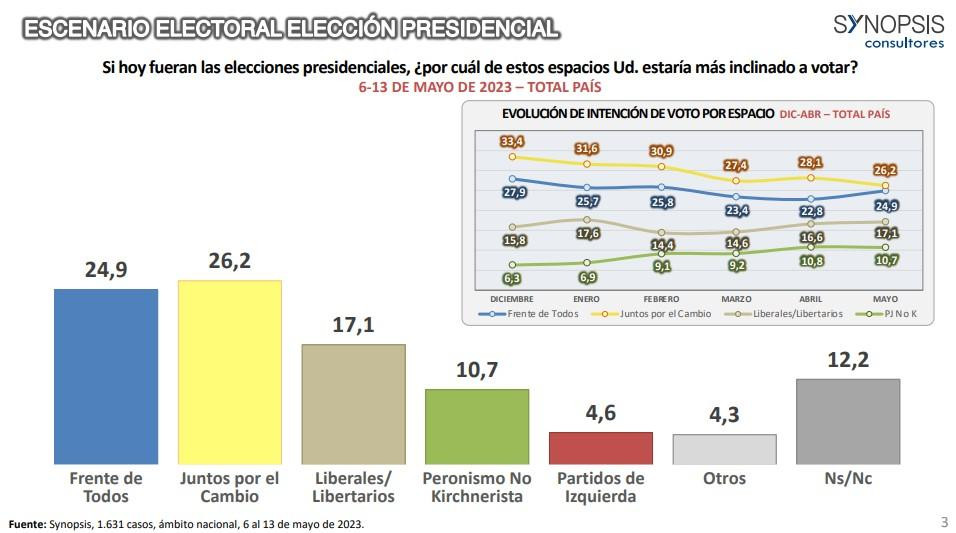 Datos de la encuesta de Synopsis sobre las Elecciones 2023. Foto: Synopsis.