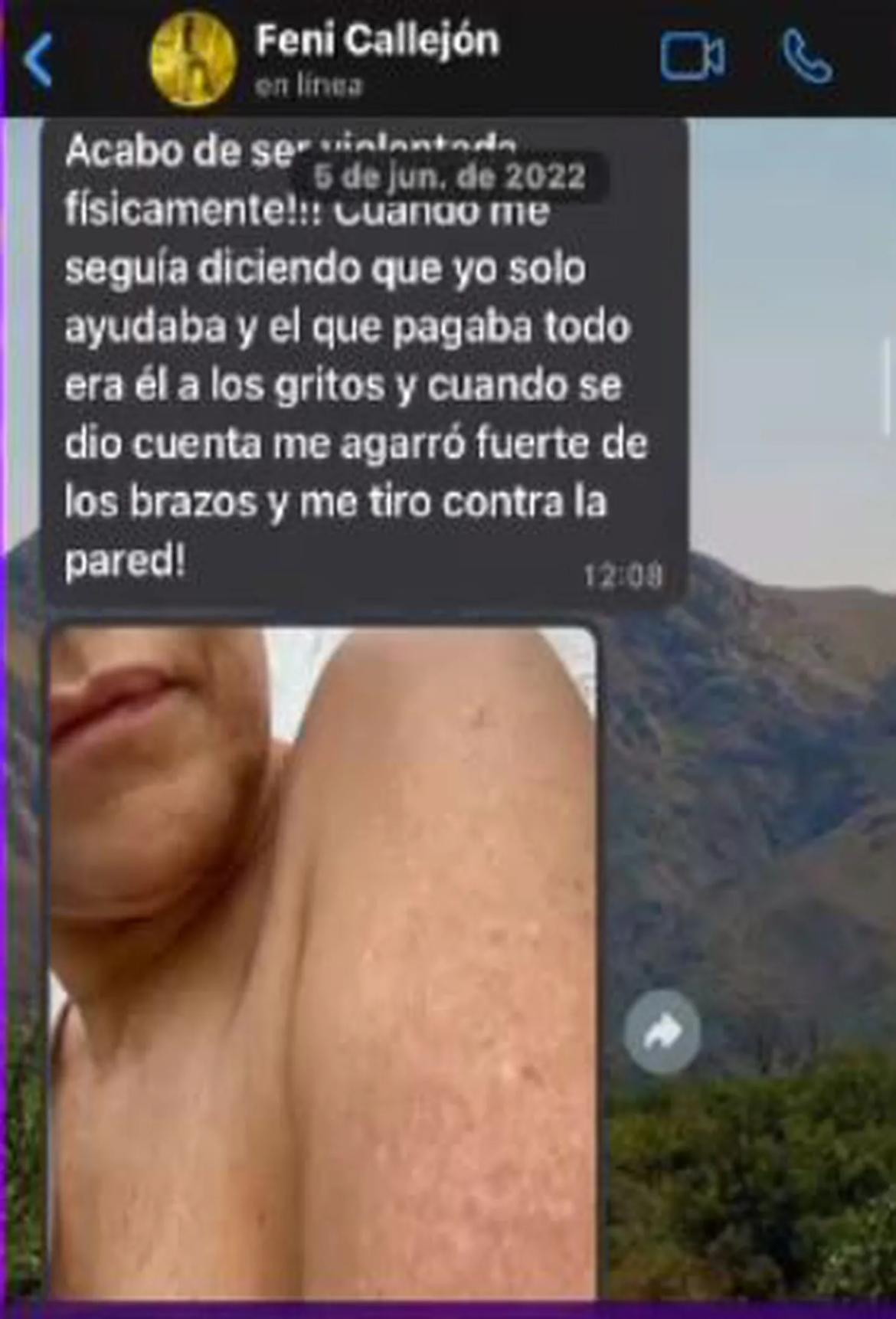Las pruebas que mostró María Fernanda Callejón contra su ex. Foto: Captura de pantalla.