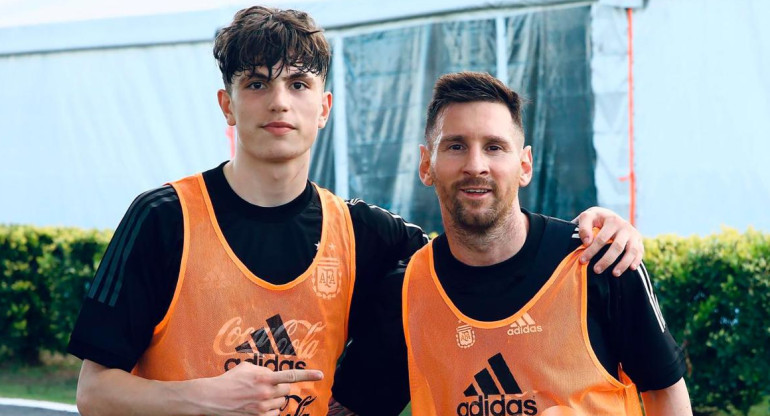 Alejandro Garnacho y Lionel Messi, Selección Argentina. Foto: Instagram