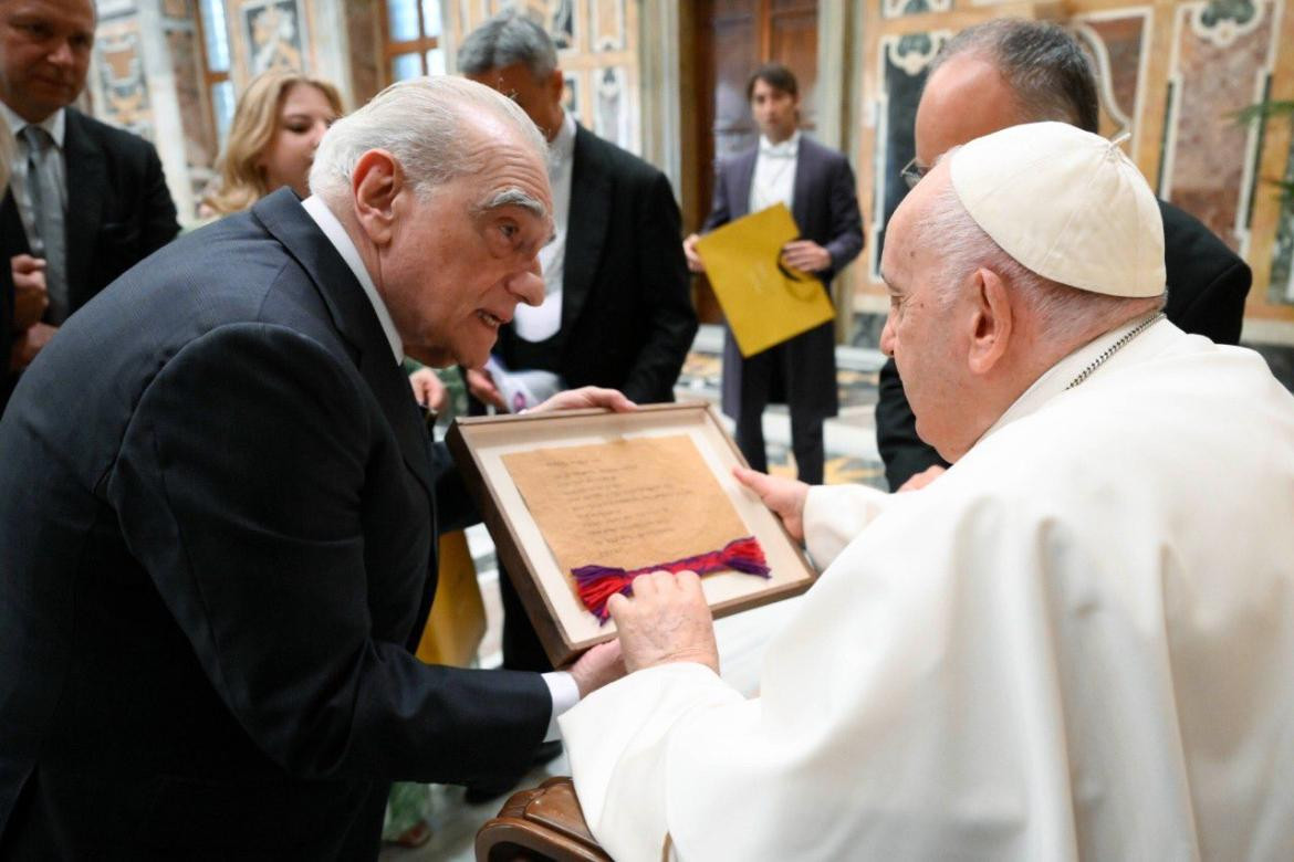 Martin Scorsese junto al papa Francisco. Foto: NA.