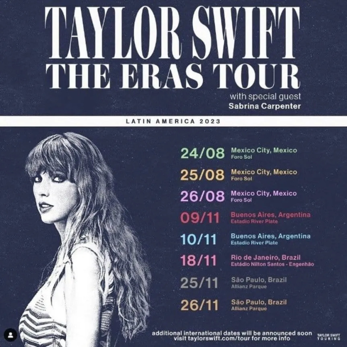 Taylor Swift, The Eras Tour. Foto: Instagra,
