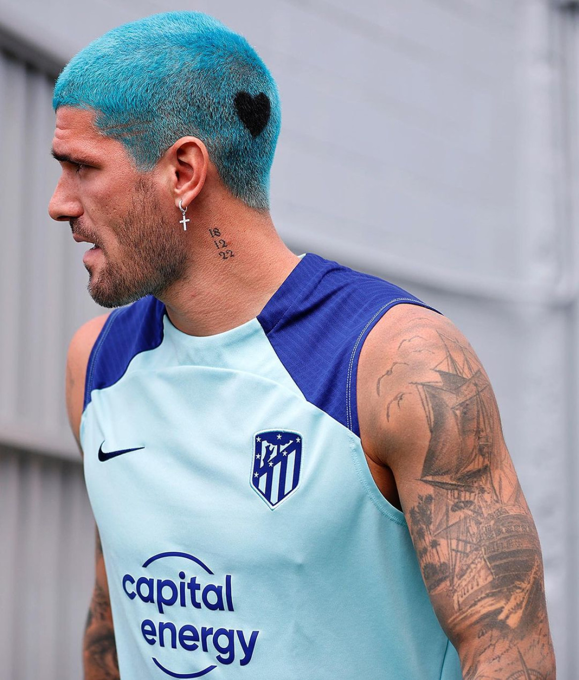 El nuevo look de Rodrigo De Paul. Foto: Instagram @atleticodemadrid.