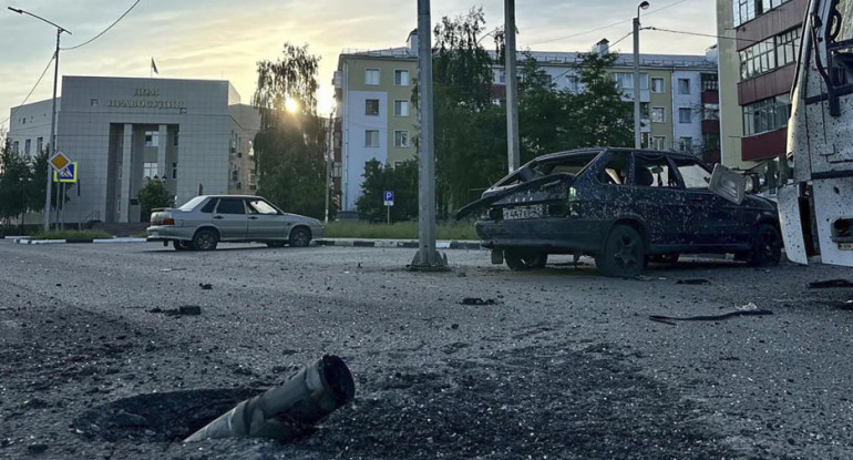 Consecuencias del bombardeo en Shebekino, región rusa de Belgorod. Foto: EFE
