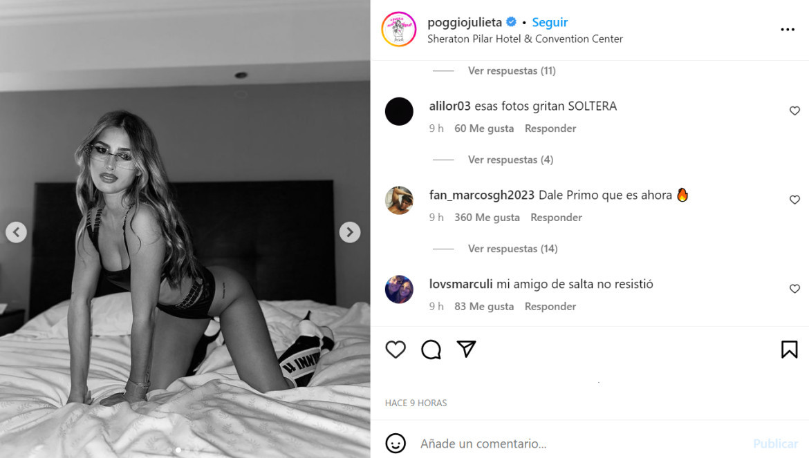 Algunos comentarios en el posteo. Foto: Instagram/poggiojulieta.