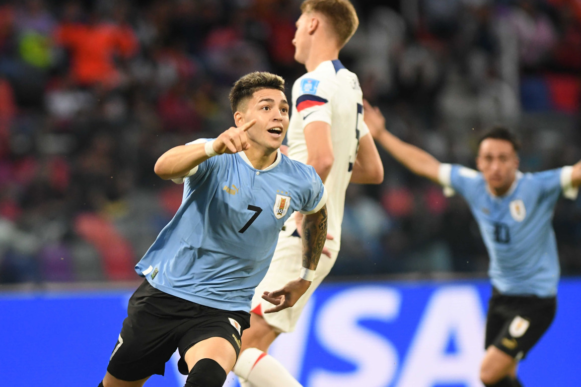 El festejo de Anderson Duarte para Uruguay; Mundial Sub 20. Foto: Télam.