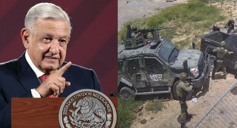 López Obrador y las imágenes del ataque. Foto: EFE y Twitter
