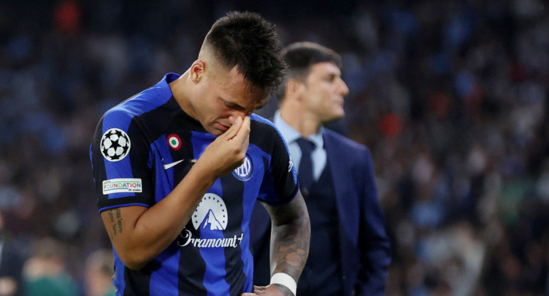 Lautaro Martínez, orgulloso con el desempeño de Inter de Milán. Foto: Reuters.