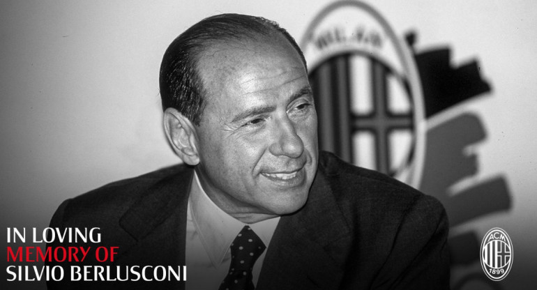 Homenaje del Milan a Silvio Berlusconi. Foto: Twitter @acmilan