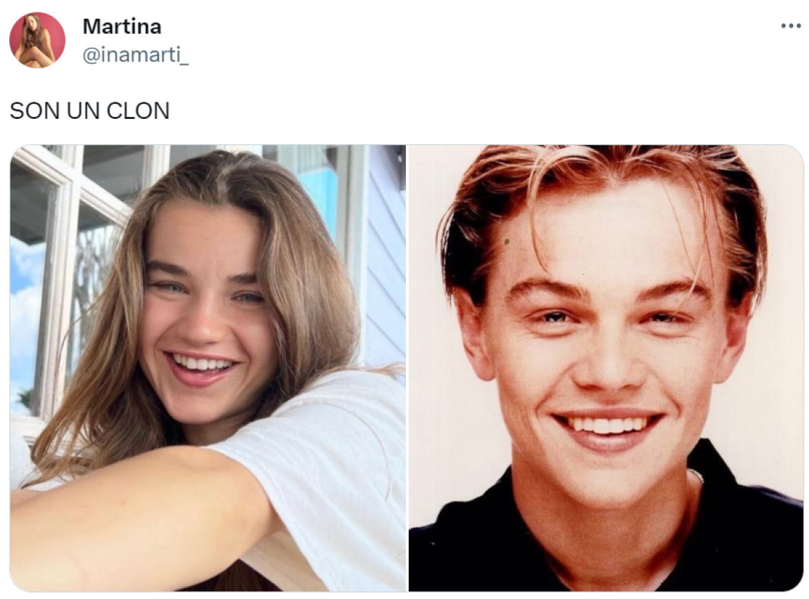 El parecido entre DiCaprio y su nueva pareja se volvió viral. Foto: Twitter.