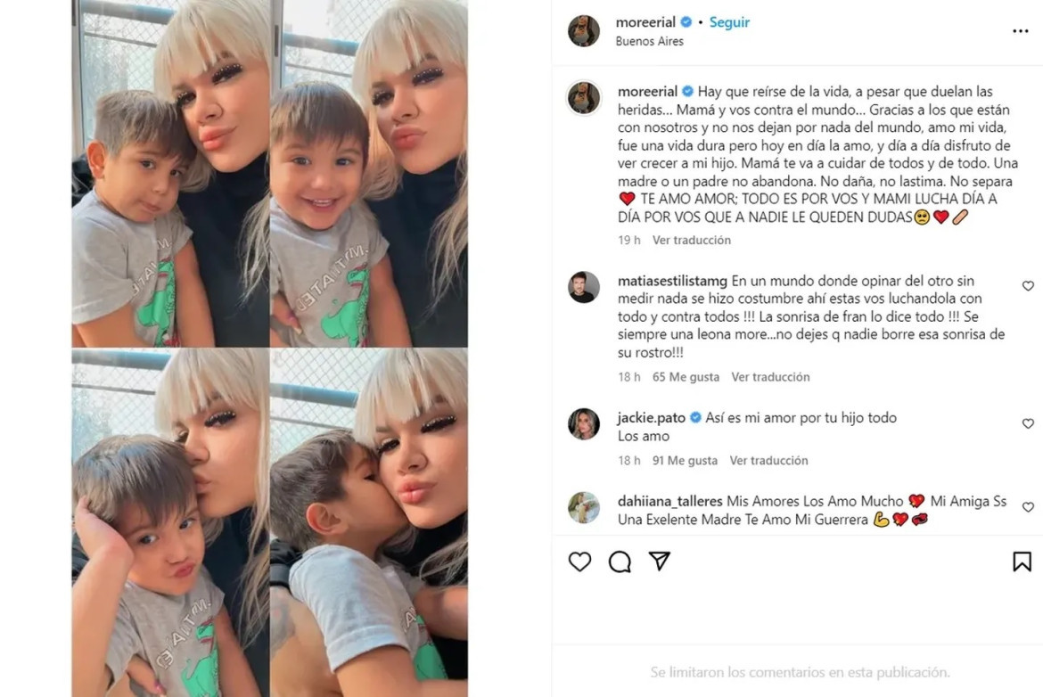 El mensaje de Morena Rial a su hijo. Foto: Instagram @moreerial.