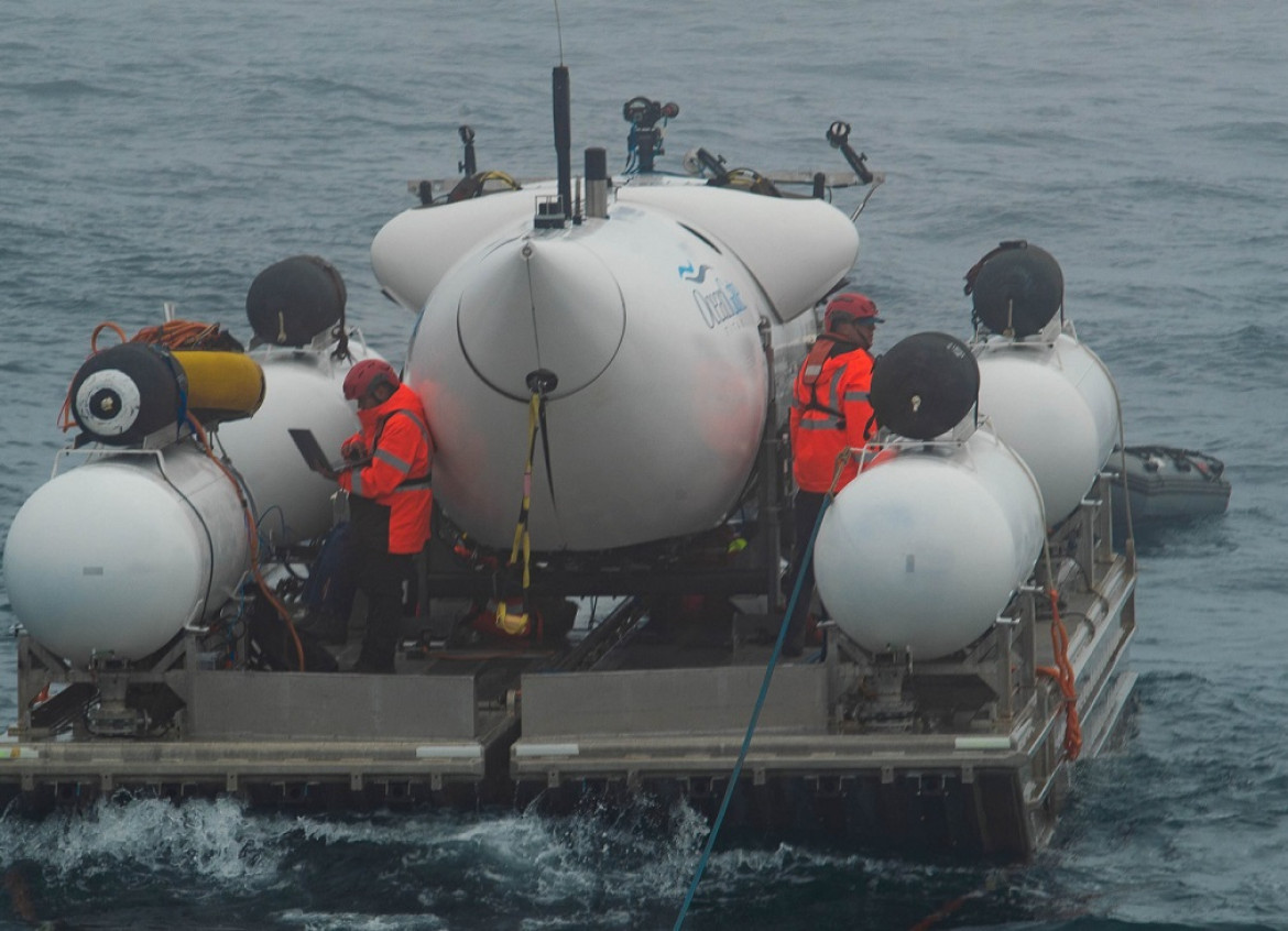 El submarino que desapareció mientras hacía una excursión a los restos del Titanic. Foto: Twitter @OceanGateExped.