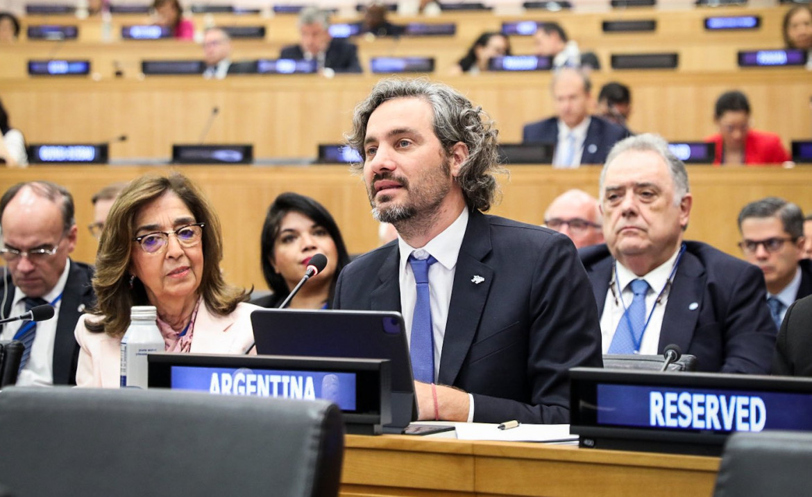 El canciller Santiago Cafiero en la ONU. Foto: Twitter @SantiagoCafiero