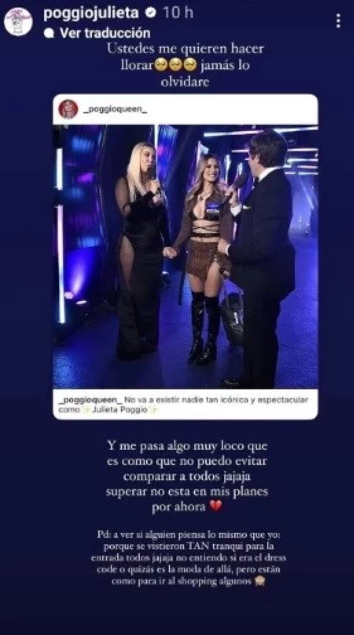 Julieta Poggio sobre Gran Hermano. Foto: NA.