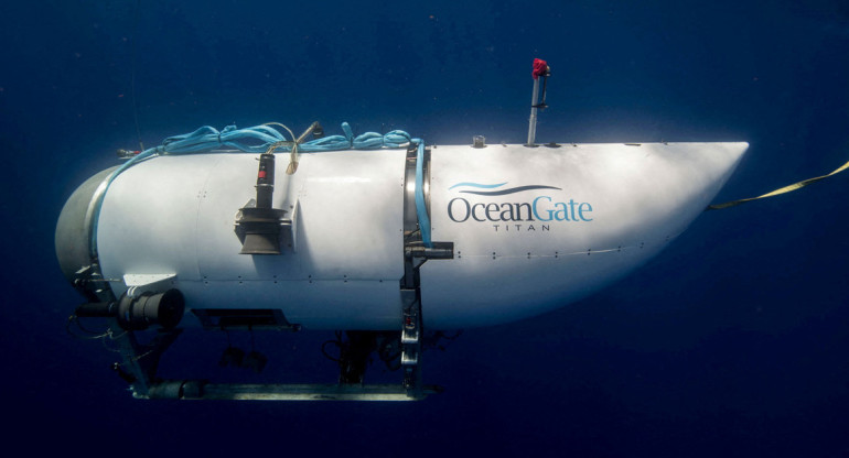 El submarino Titan, desaparecido durante una experiencia a los restos del Titanic. Foto: Reuters.