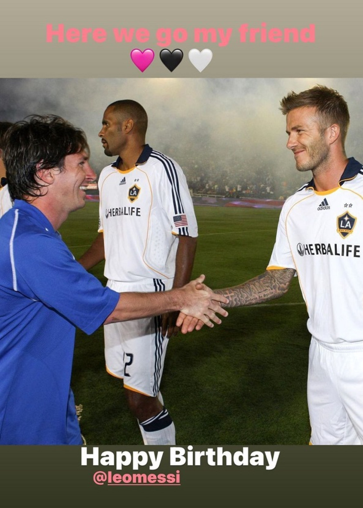 El saludo de David Beckham a Lionel Messi. Foto: Instagram @davidbeckham.