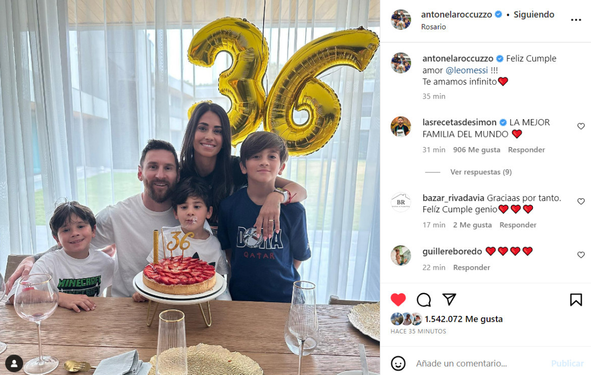El tierno posteo de Anto Roccuzzo por el cumpleaños de Messi. Foto: Instagram.