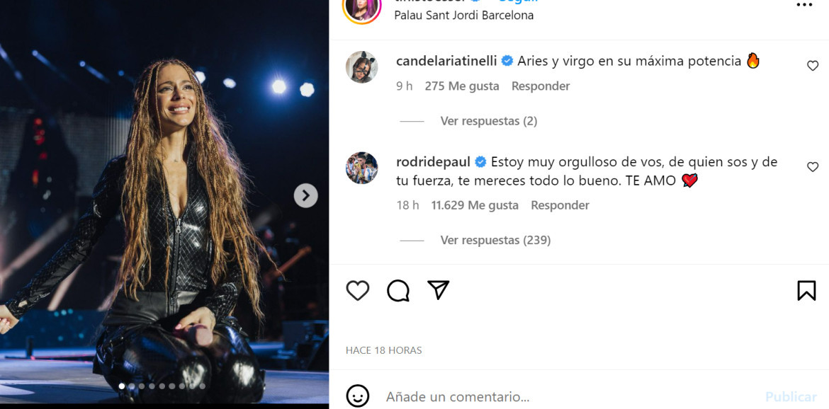 Emotivo comentario de Rodrigo De Paul a Tini Stoessel. Foto: Instagram