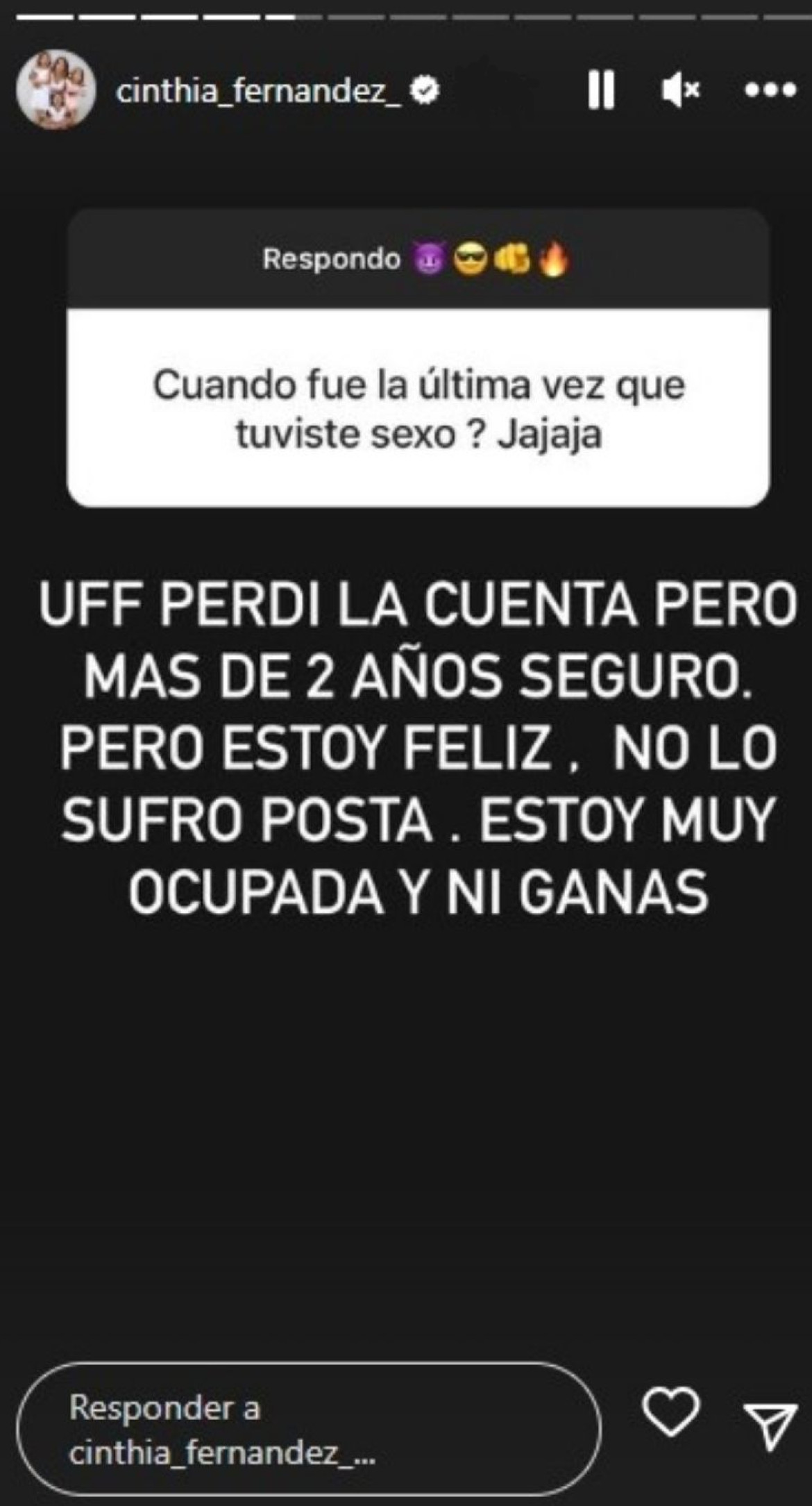 Las historias de Cinthia Fernández. Foto: Instagram.