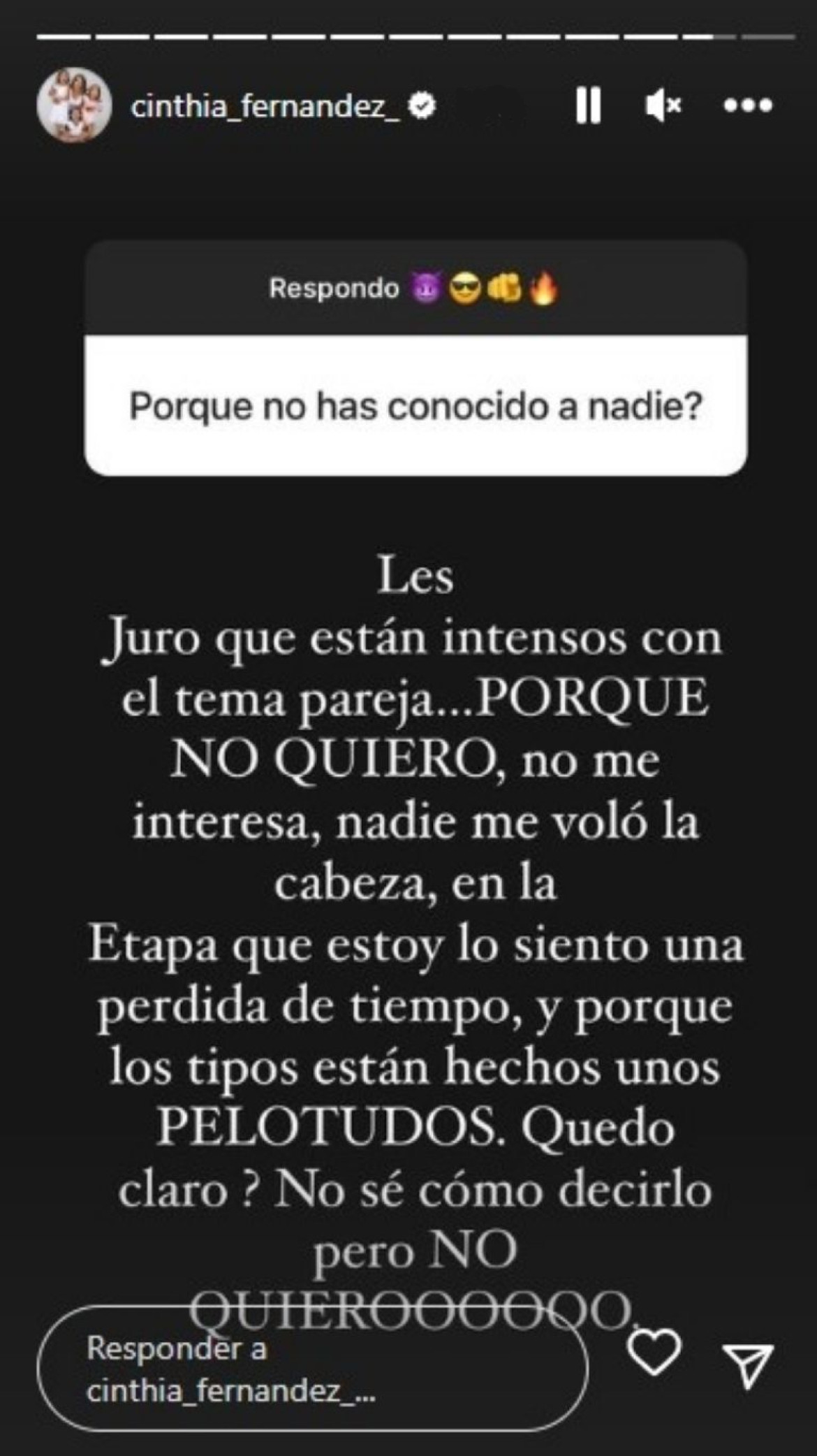 Las historias de Cinthia Fernández. Foto: Instagram.