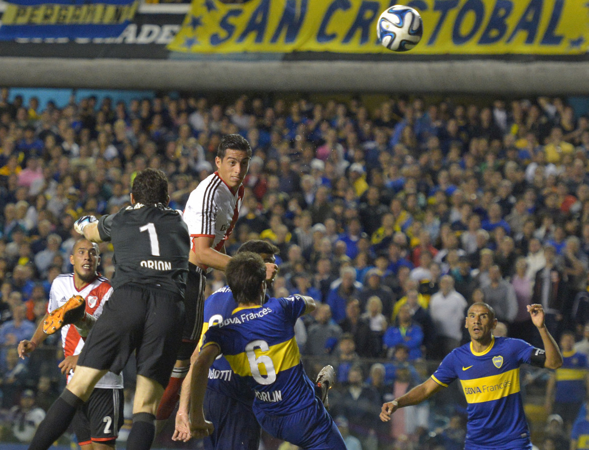 Ramiro Funes Mori y su recordado gol a Boca. Foto: NA.