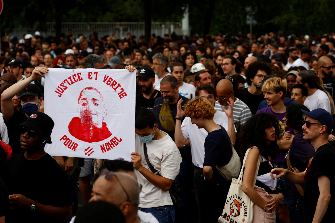 El rostro de Nahel en las protestas por su muerte. Foto: Reuters.