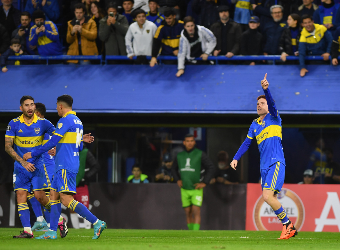 Gol de Valentín Barco; Boca Juniors vs. Monagas. Foto: Télam.